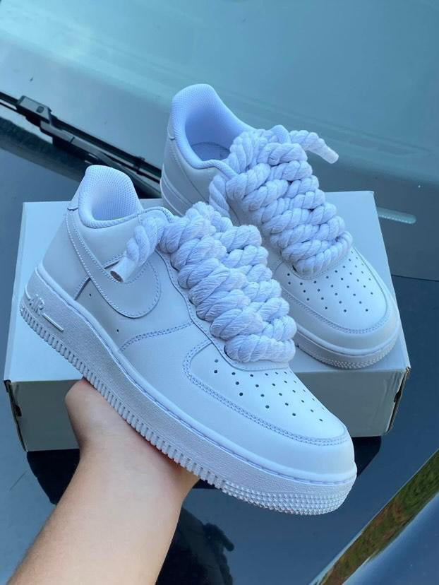 Nike Air Force 1 White din dantelă de frânghie