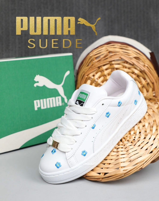 Puma Fehér Cipő-Kék Virágokkal