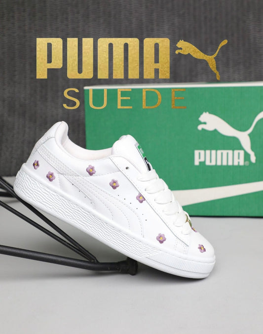Puma Fehér Cipő-Lila Virágokkal