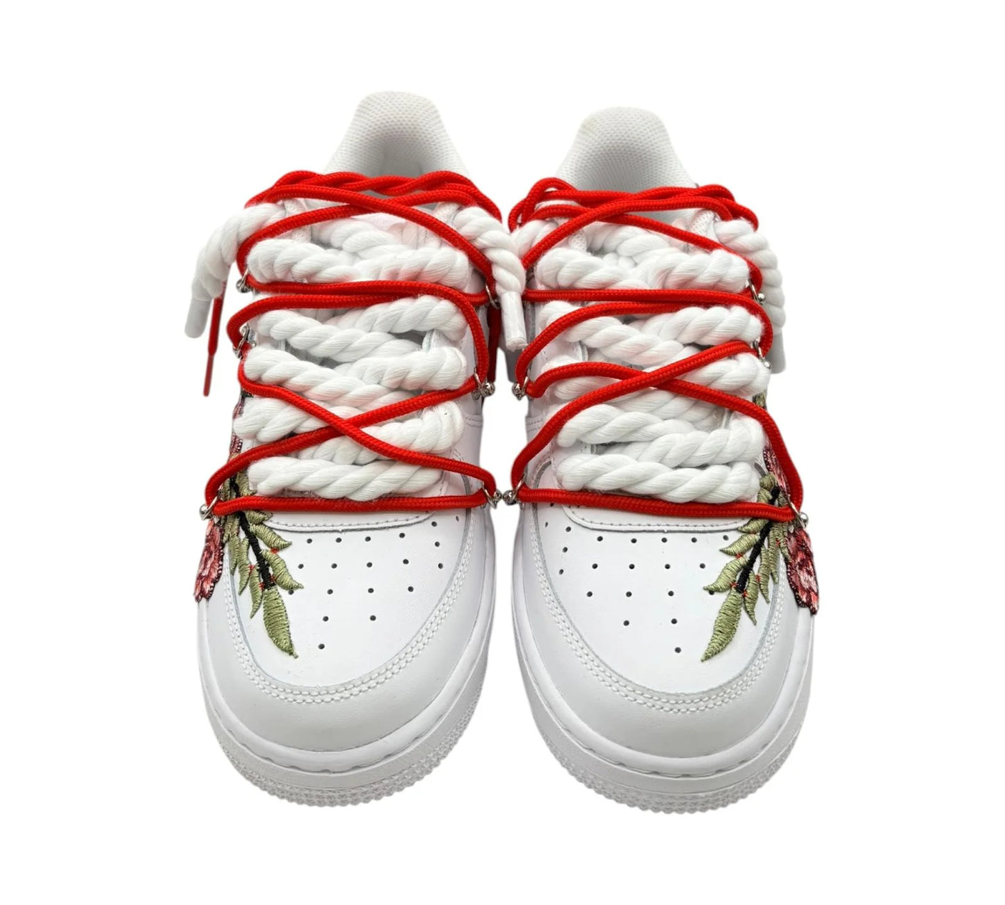 NIKE AIR FORCE 1 LOW 07 WHITE RED ROSE DOUBLE ROPE LACES