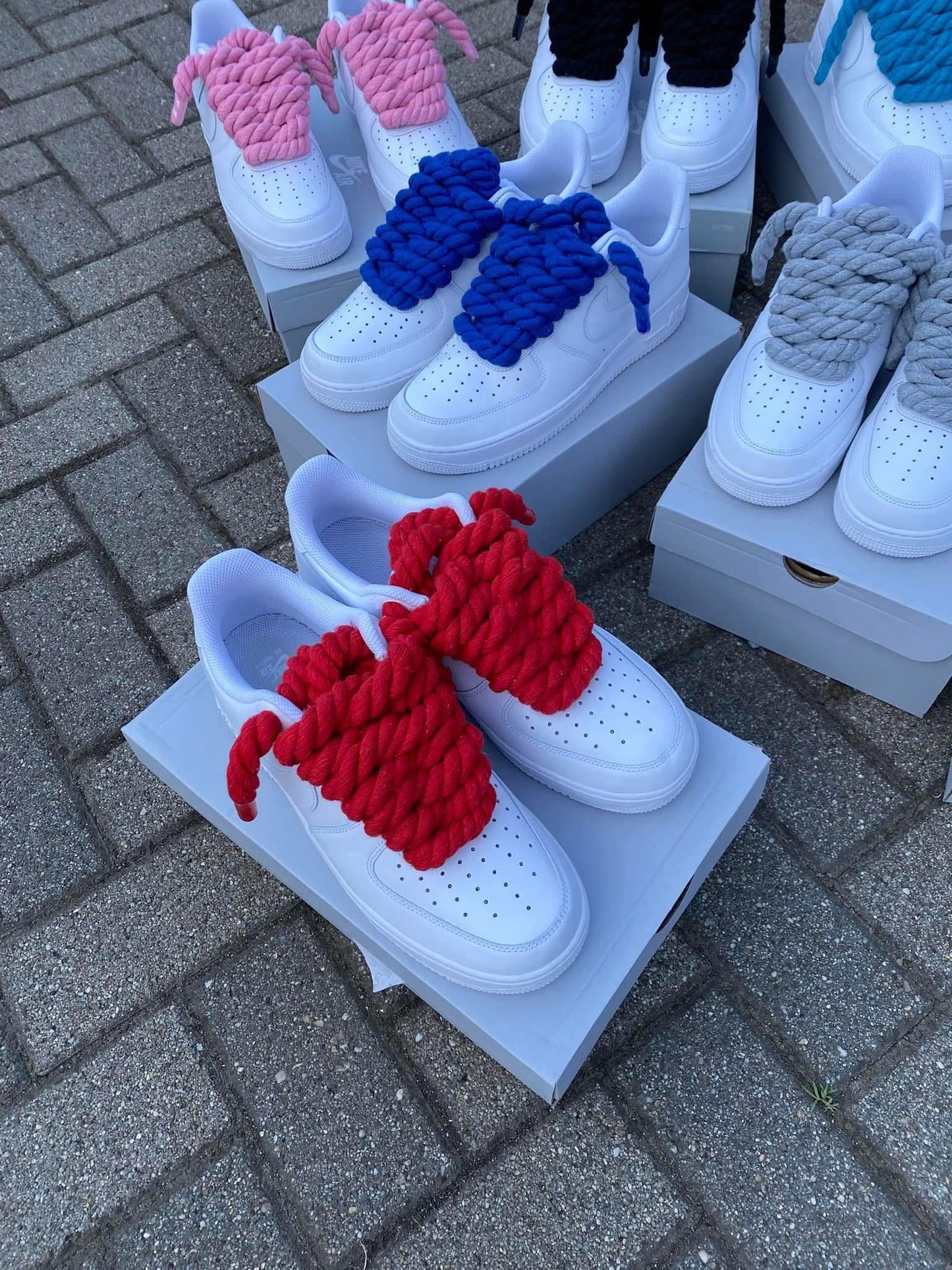 Nike Air Force 1 White White Dantel Roșu