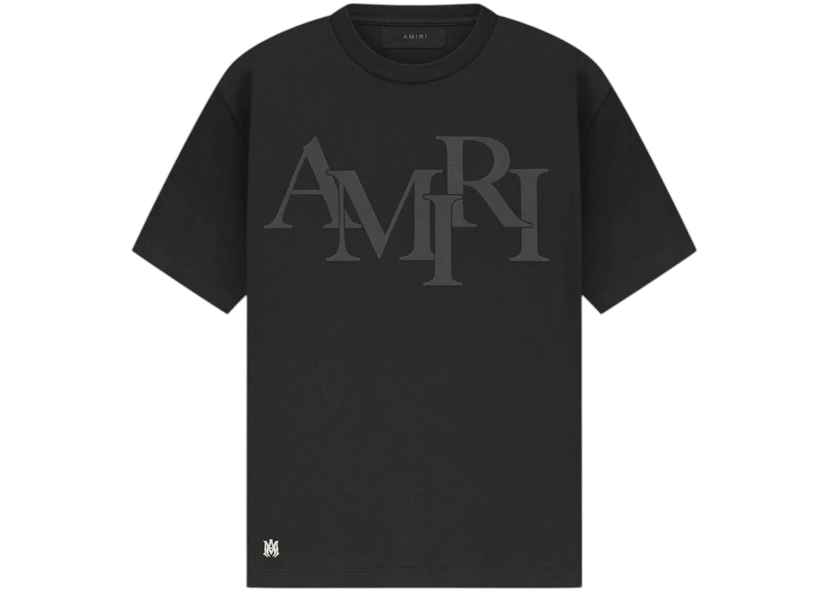 AMIRI Staggered Logo Tee Black/Black