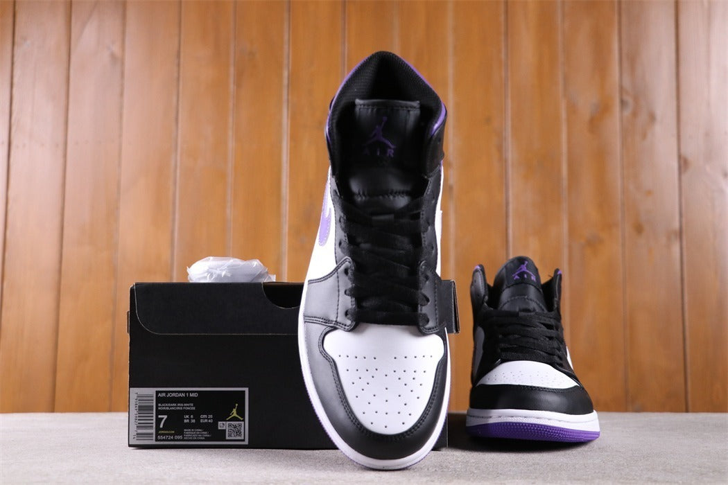 Air Jordan 1 Mid White Black Purple