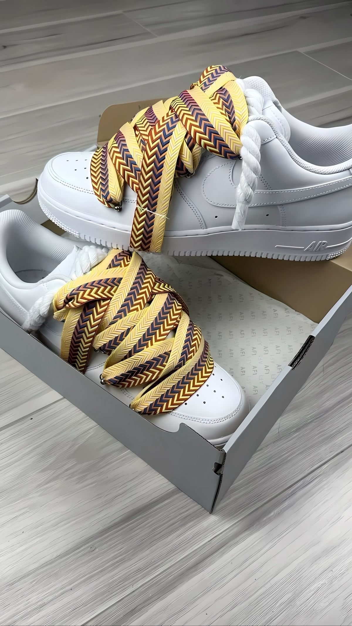 Nike Air Force 1 White White Lanvin Yellow