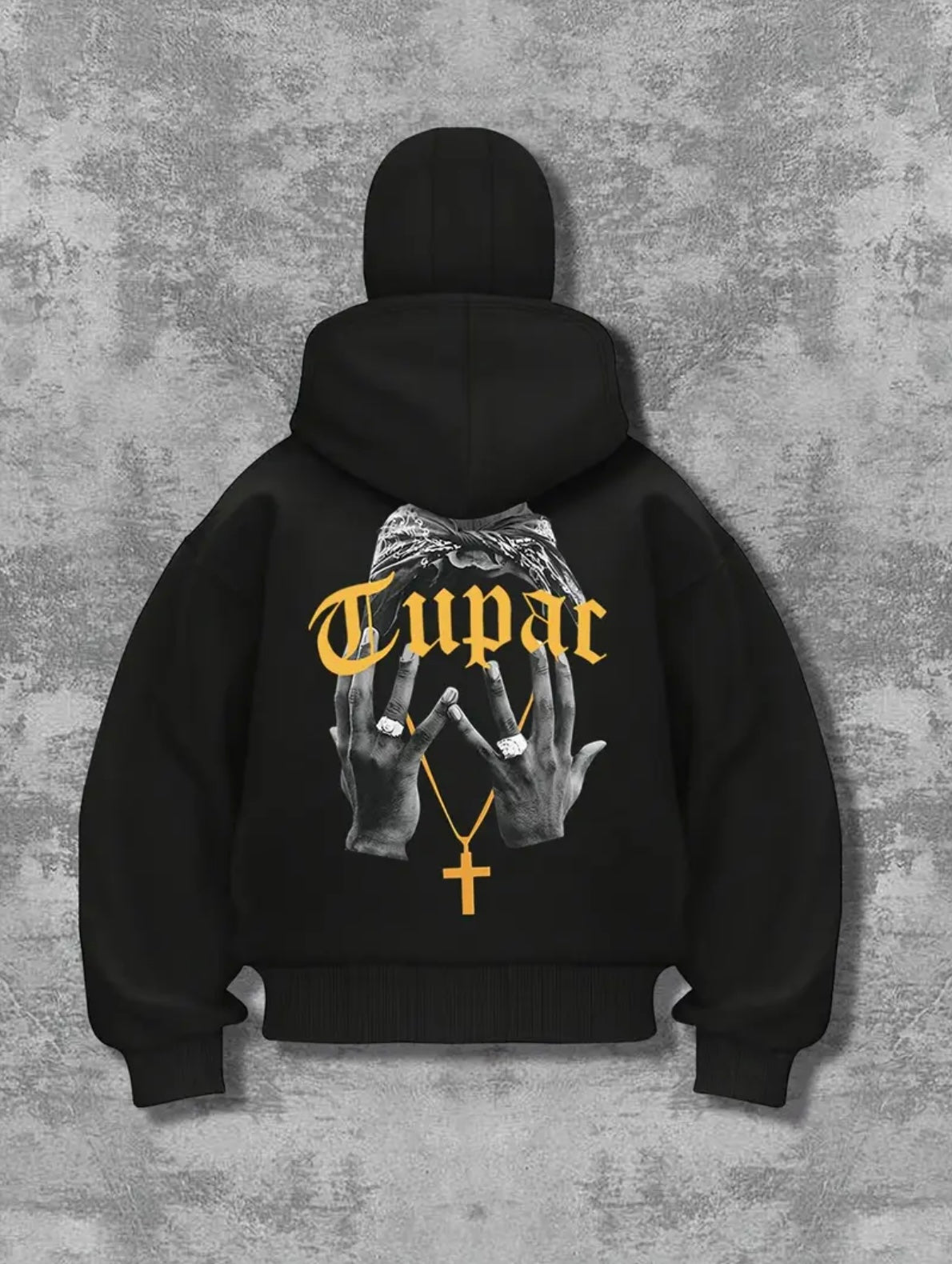 Drip Hoodie Tupac Maszkos Pulóver Fekete