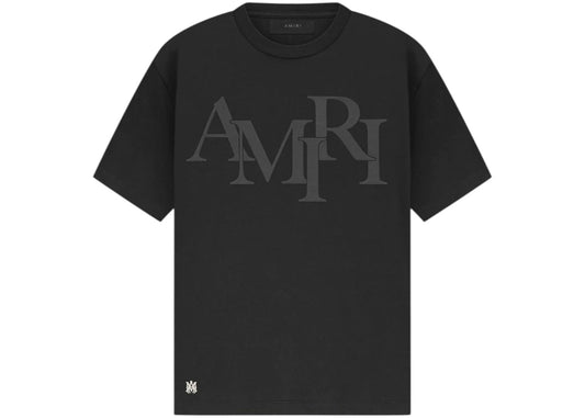 AMIRI Staggered Logo Tee Black/Black