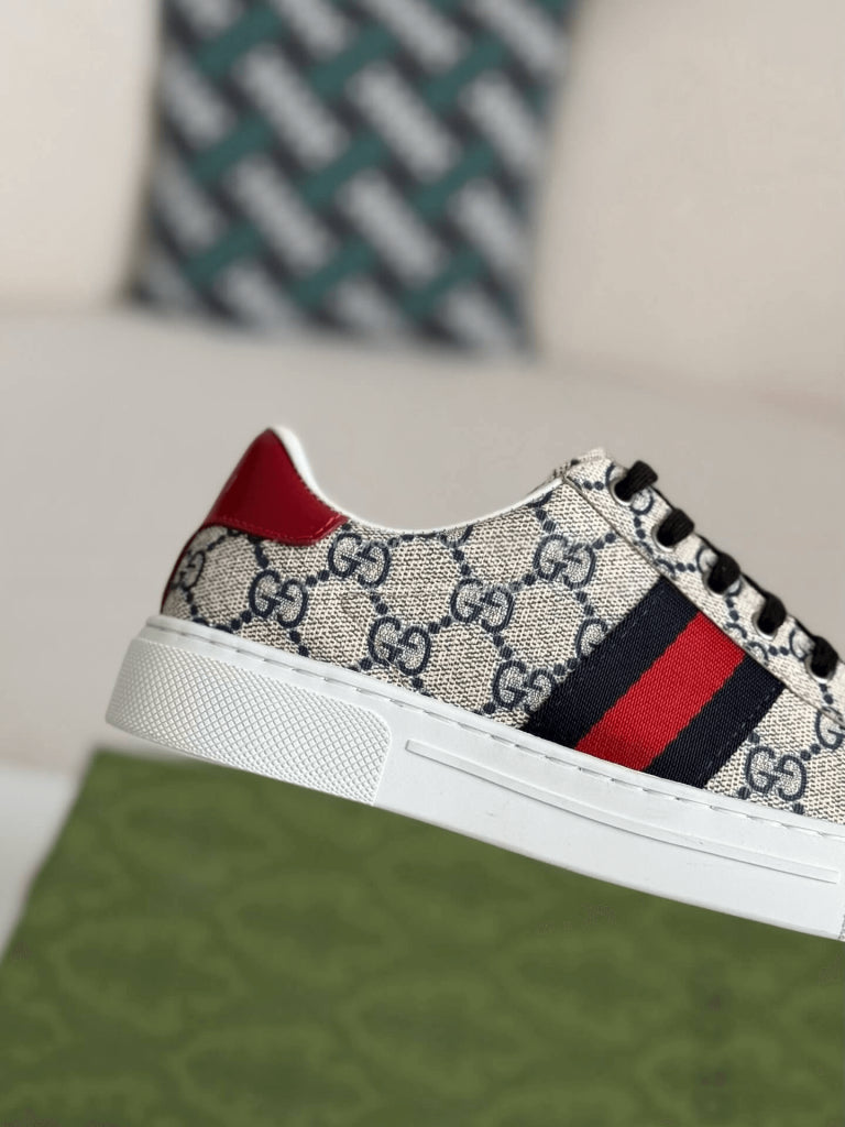 Gucci Ace Sneaker – Bézs és Kék GG Supreme Canvas
