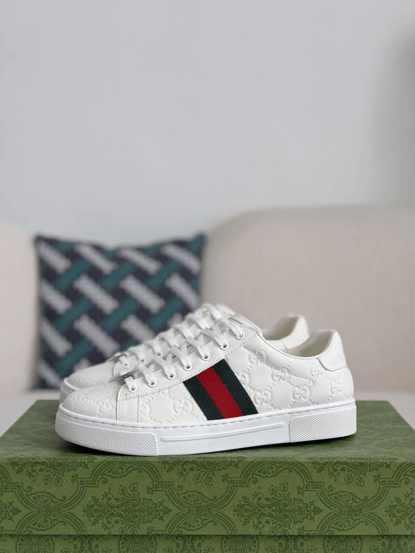 Gucci Ace Sneaker – Fehér GG Logós Bőr