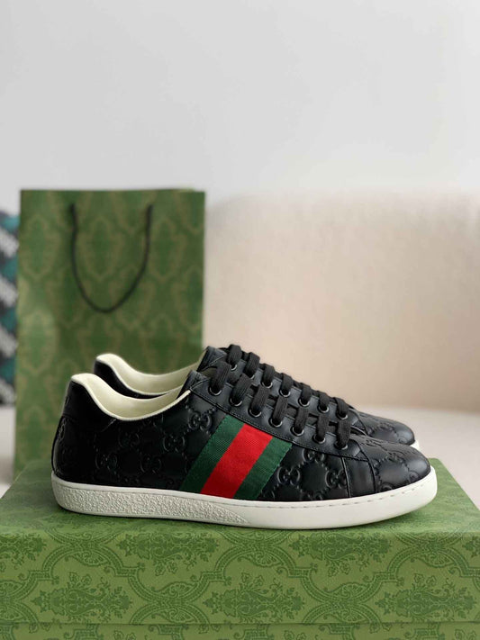 Gucci Ace Sneaker – Fekete GG Logós Bőr