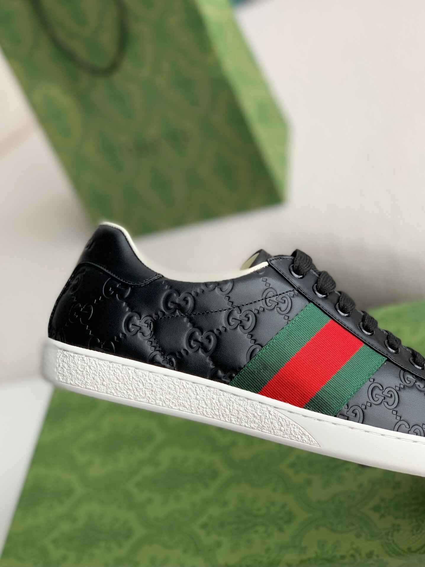 Gucci Ace Sneaker – Fekete GG Logós Bőr