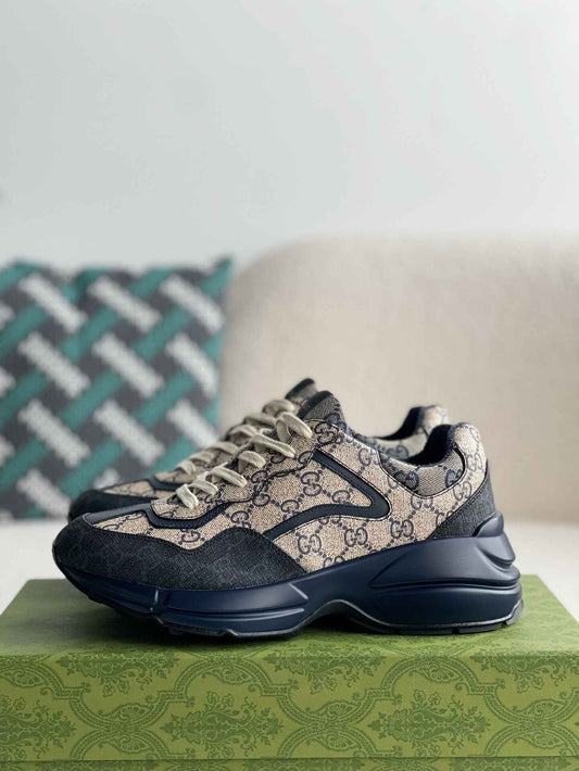 Gucci Rhyton Cipő – Kék és Bézs GG Supreme Vászon