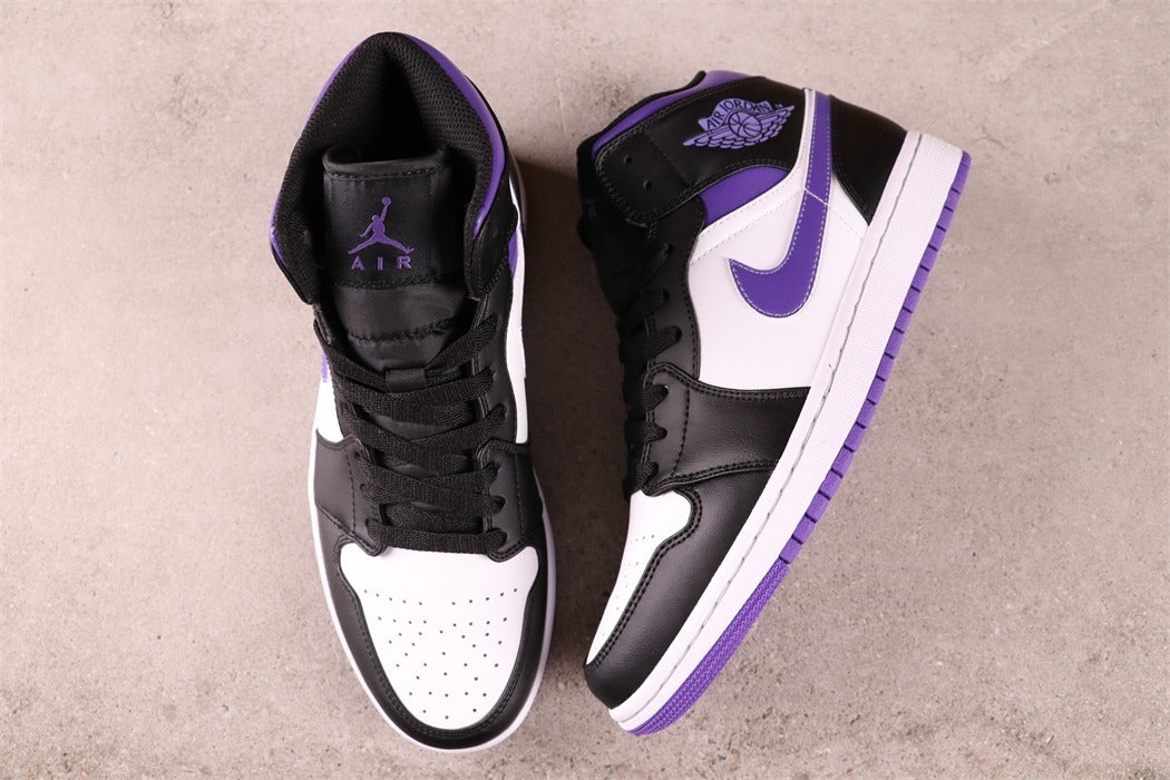 Air Jordan 1 Mid White Black Purple
