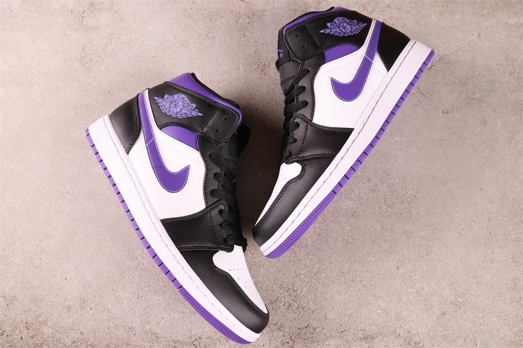 Air Jordan 1 Mid White Black Purple