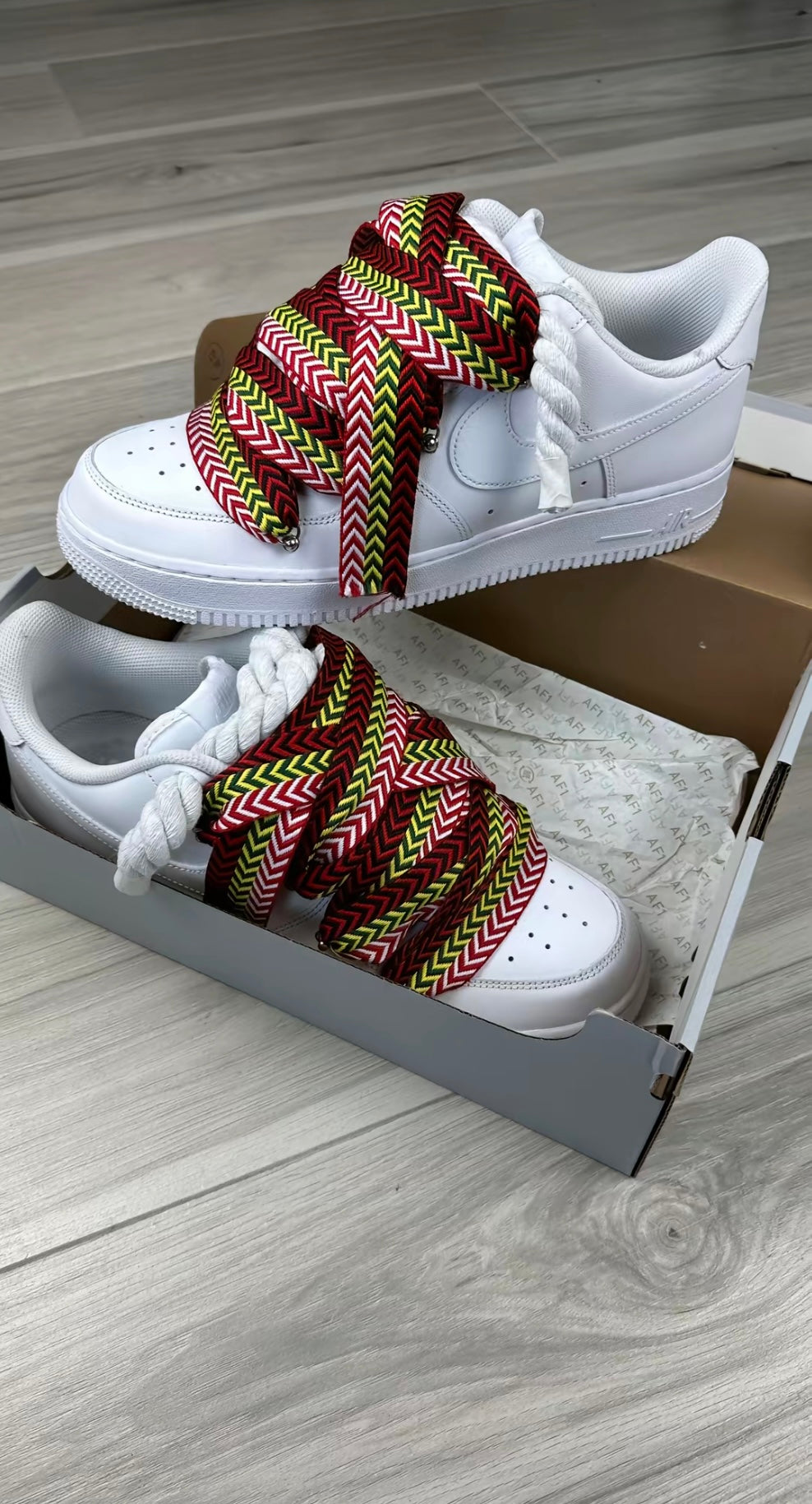 Nike Air Force 1 White White Lanvin galben/roșu